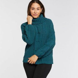 NWT Women's Seven7 Teal Cable Knit Cowl Neck Sweater - Size Medium
